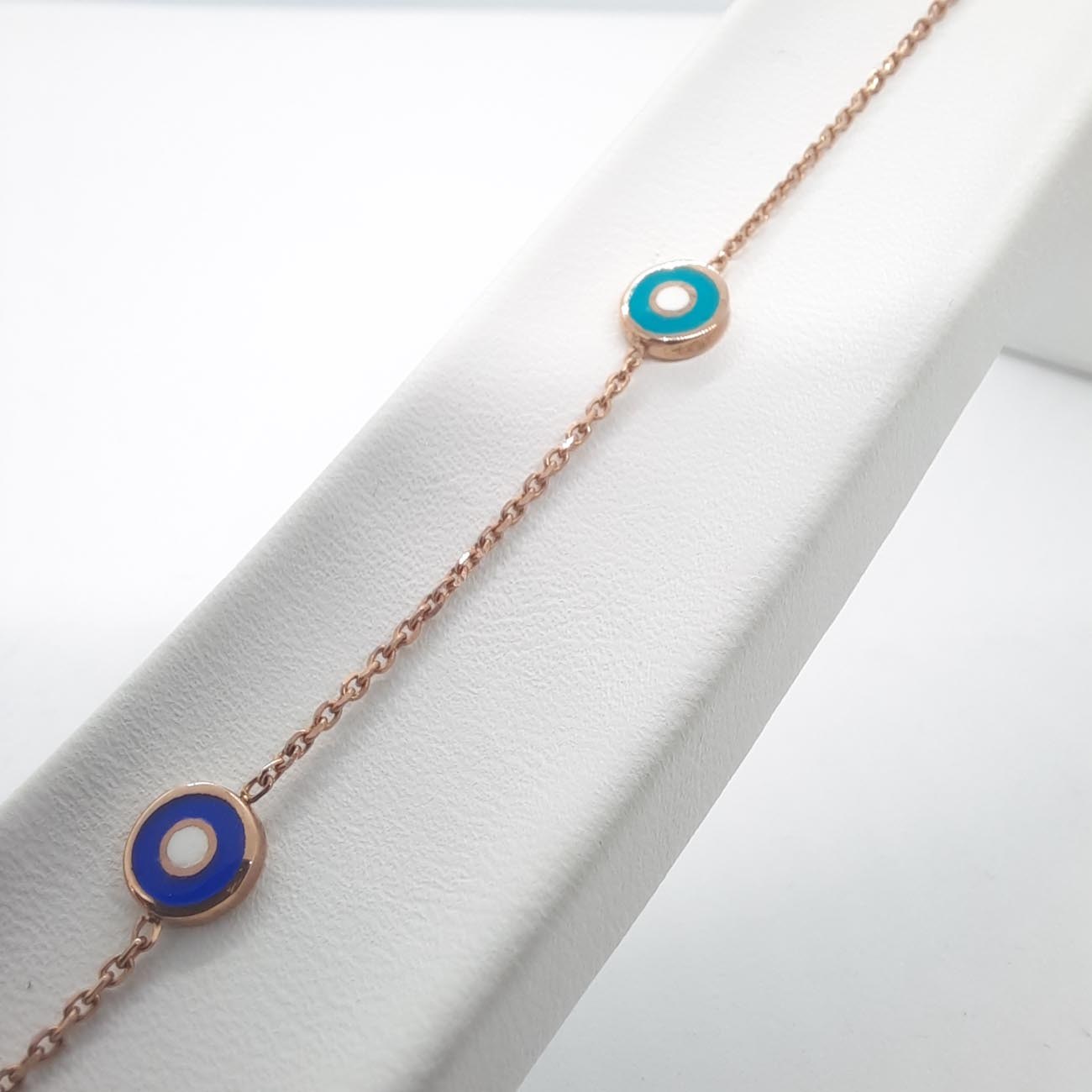 Επιχρυσωμένο ασημένιο βραχιόλι rosegold "ματάκια"