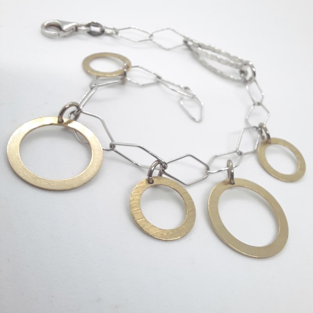 Ασημένιο βραχιόλι επίχρυσοι κύκλοι