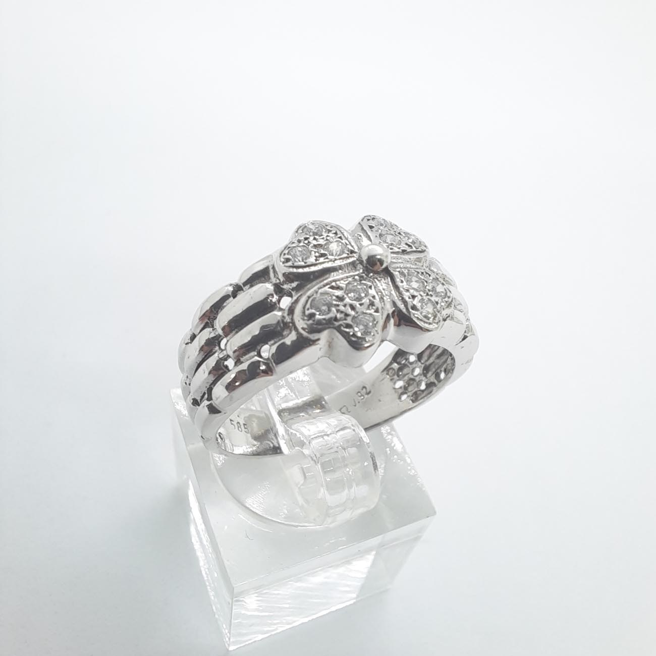 Λευκόχρυσο δαχτυλίδι Κ14 καρδιές ζιργκόν