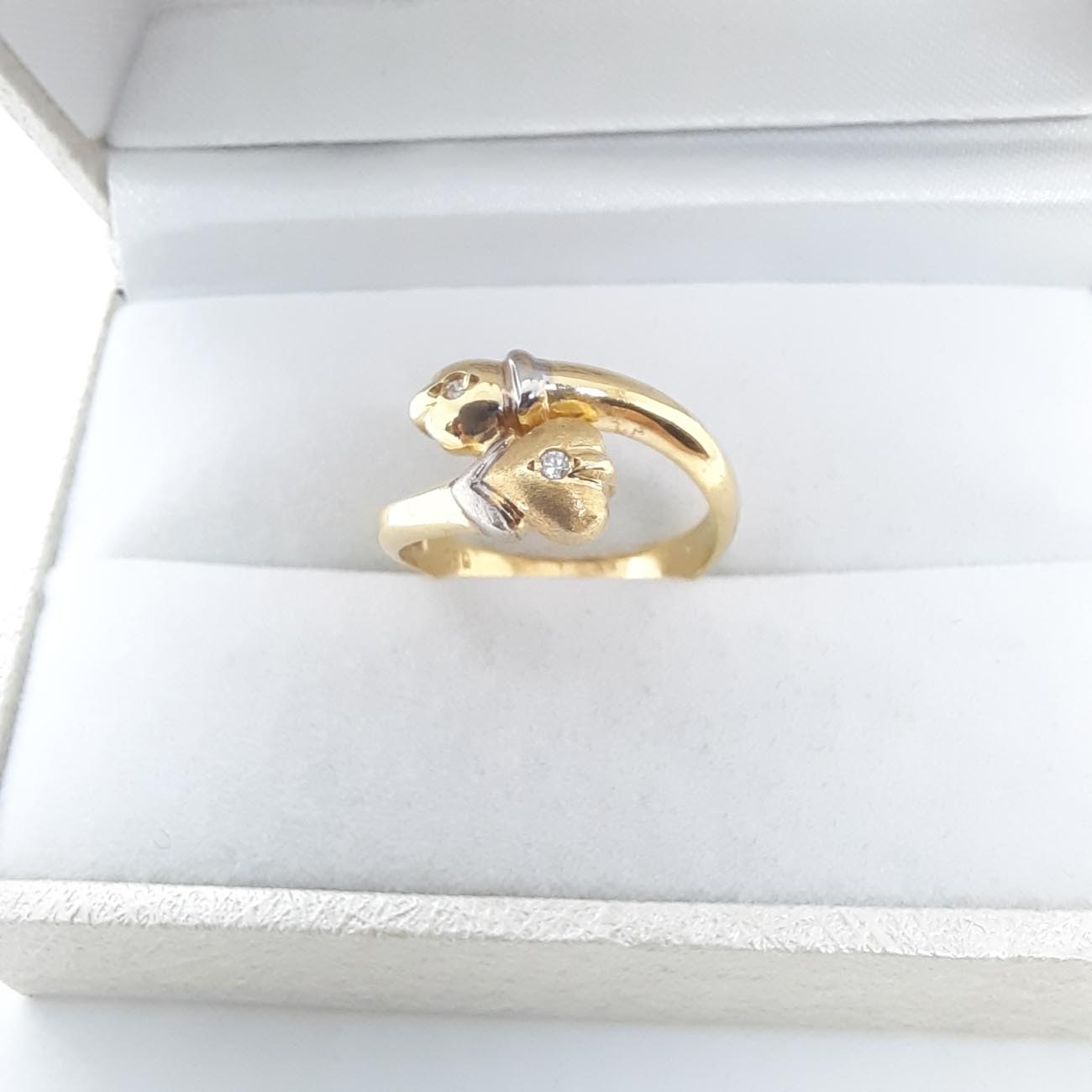 Χρυσό δαχτυλίδι Κ14 καρδιά και φίδι