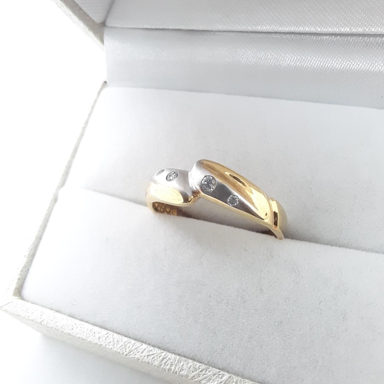 Χρυσό δαχτυλίδι Κ14 δίχρωμο με ζιργκόν