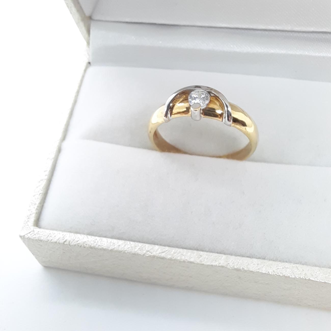 Μονόπετρο χρυσό μισοφέγγαρο Κ14 ζιργκόν