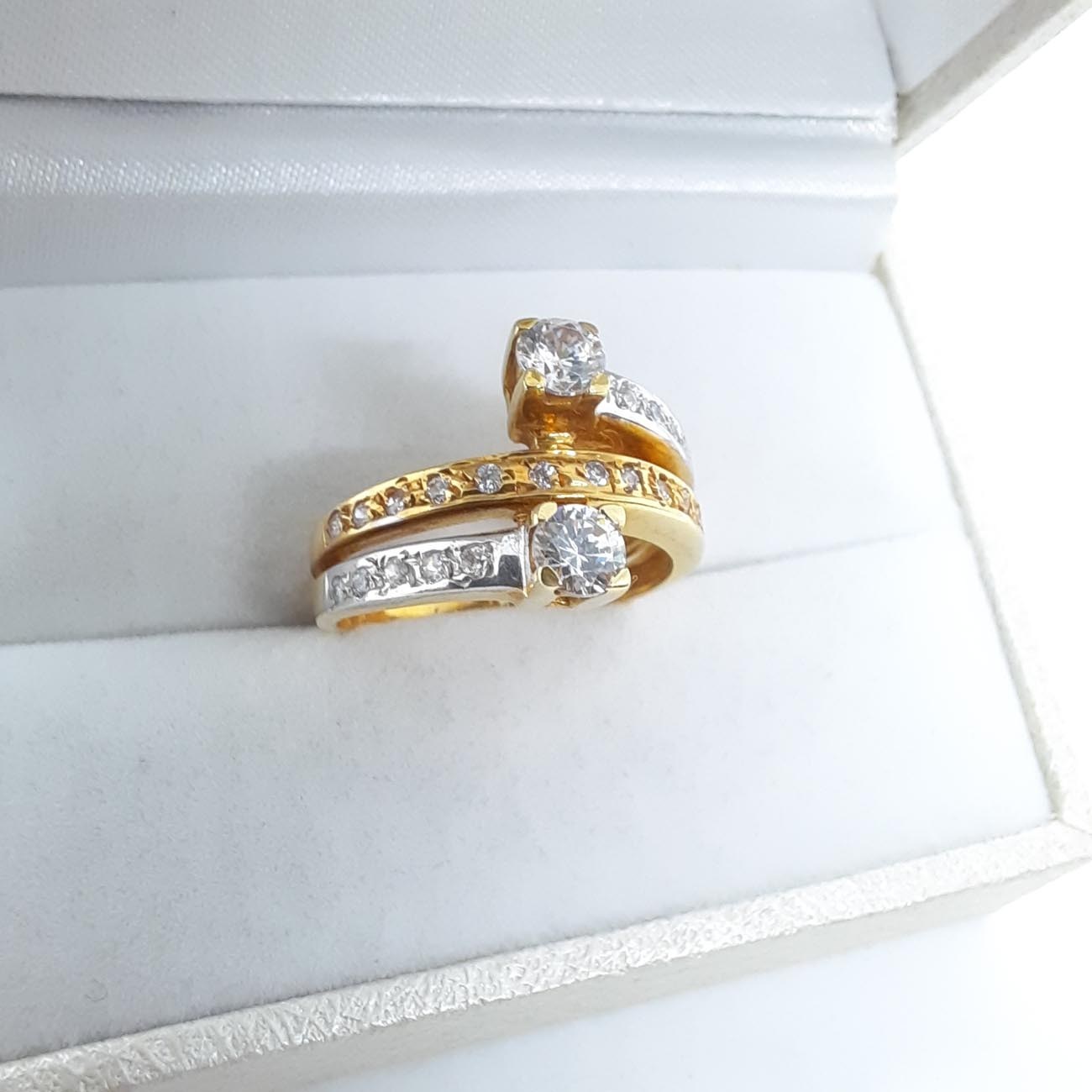 Χρυσό δαχτυλίδι τριπλή σειρά Κ14