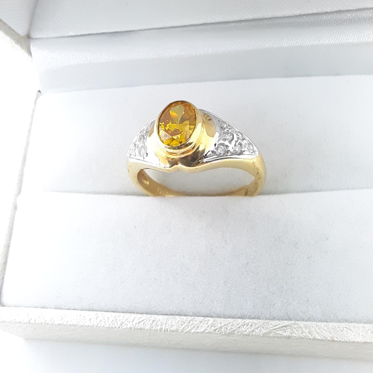 Χρυσό δαχτυλίδι Κ14 σιτρίν ζιργκόν