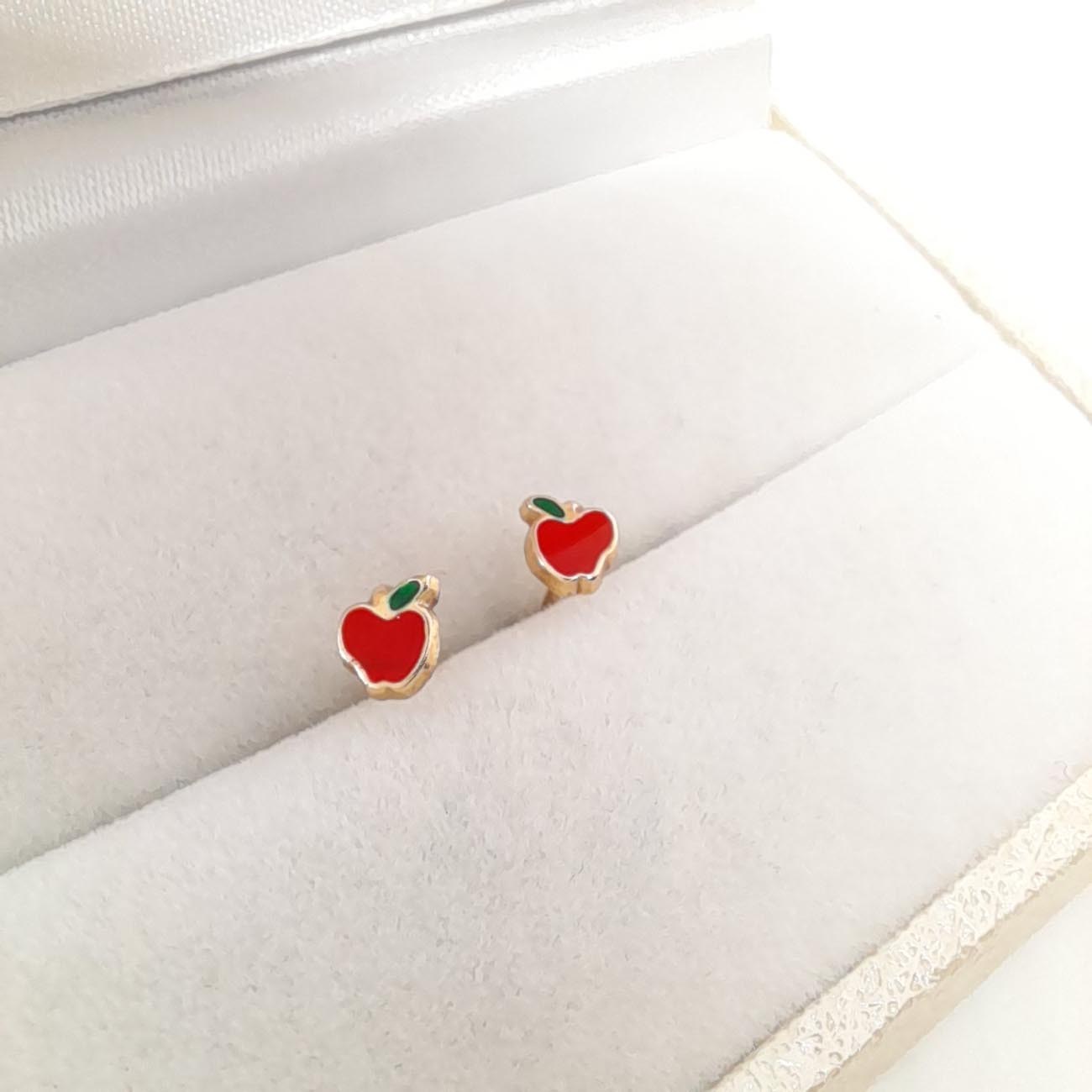 Κόκκινα μηλαράκια ΧΡΥΣΑ σκουλαρίκια