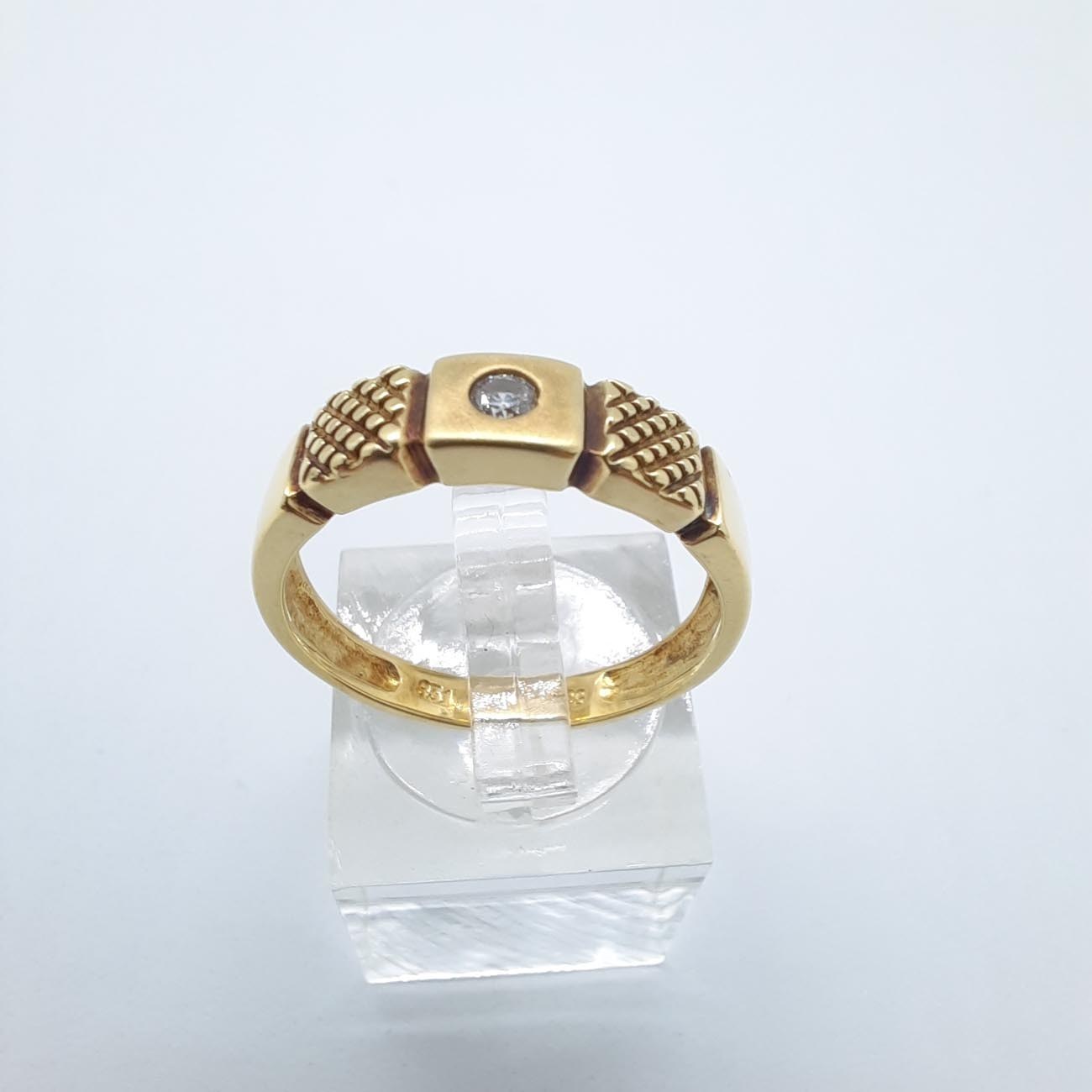 Χρυσό δαχτυλίδι γεωμετρικό Κ14 ζιργκόν