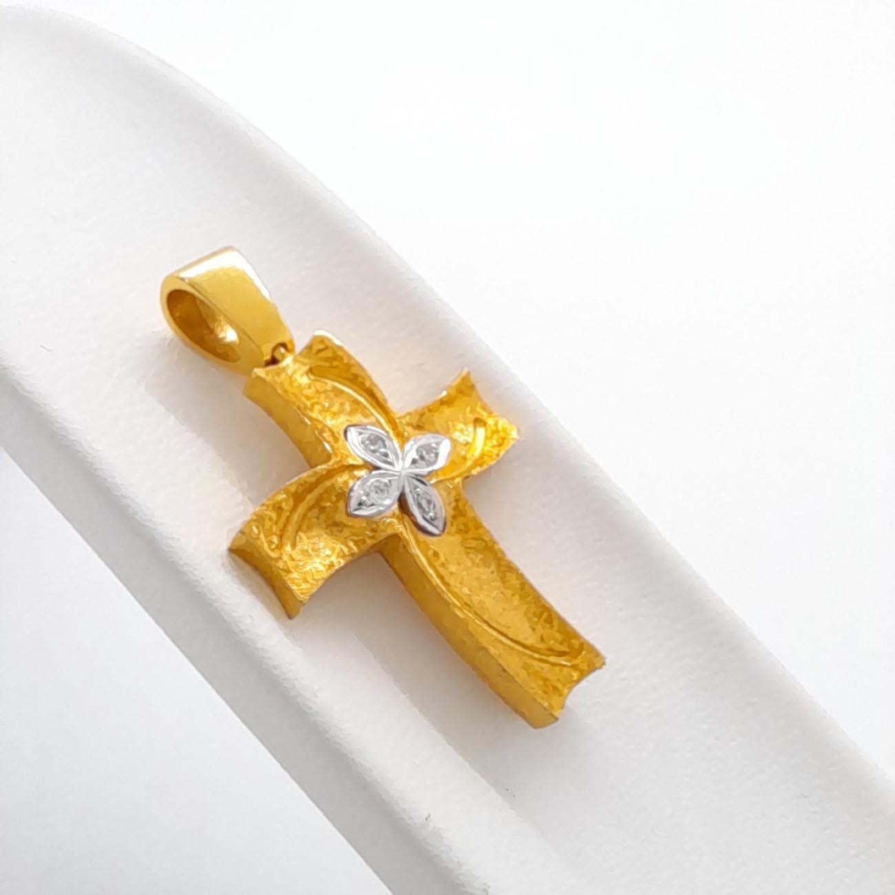 Χρυσός σταυρός ζαγρέ ζιργκόν K14