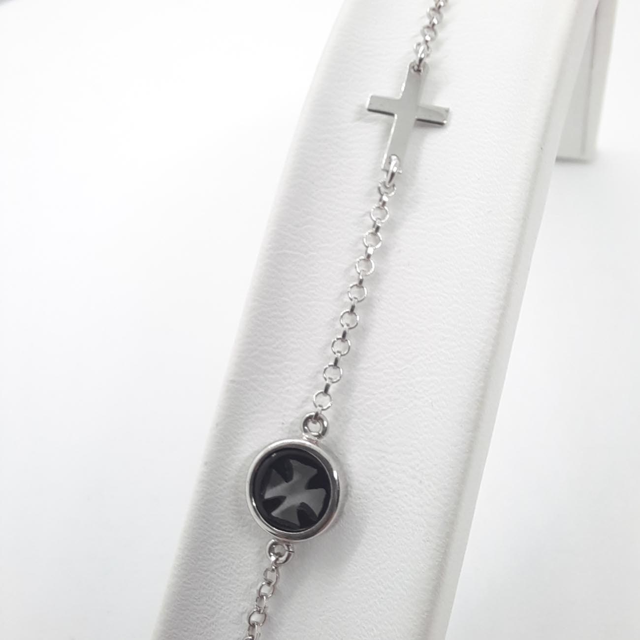 Ασημένιο βραχιόλι με 2 σταυρούς