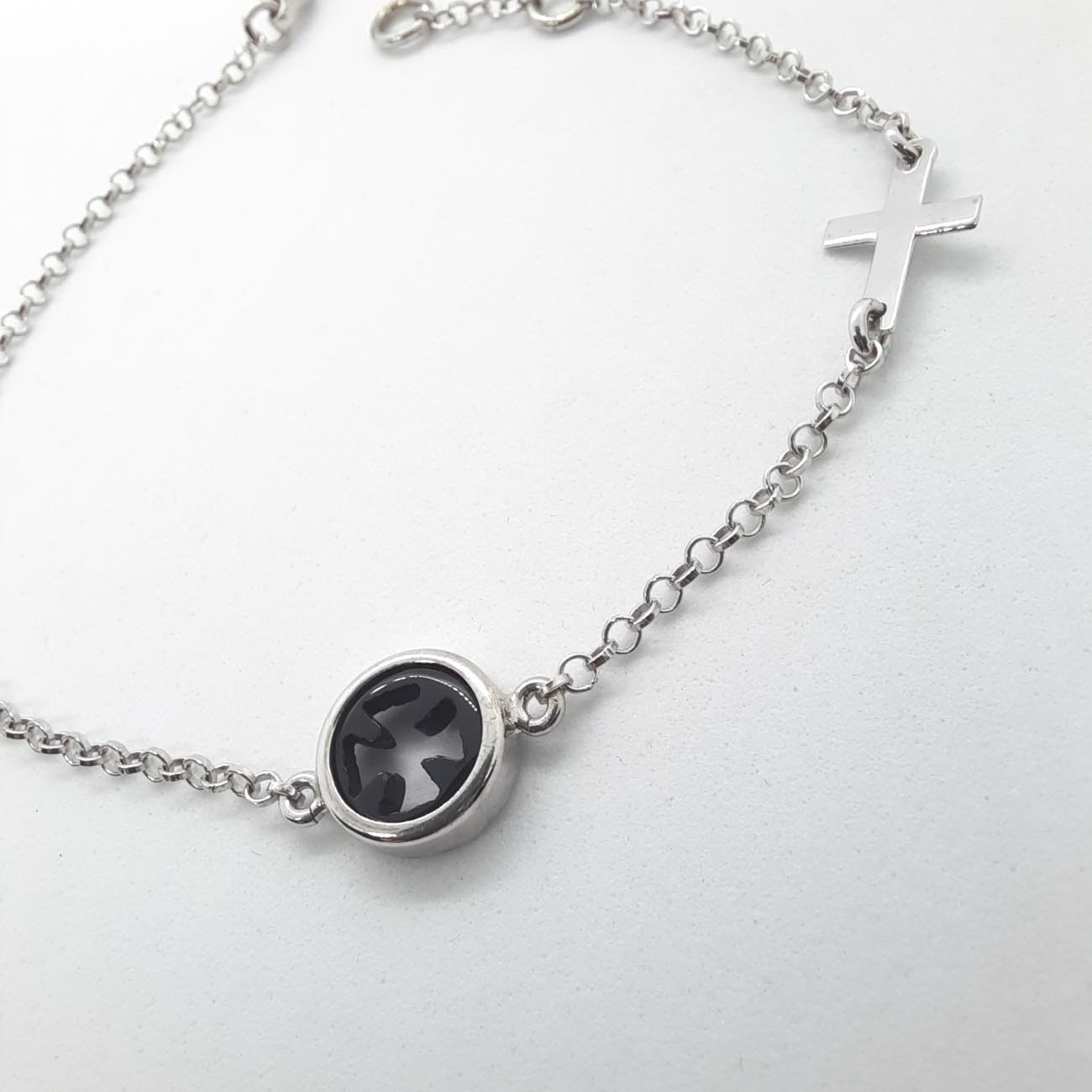 Ασημένιο βραχιόλι με 2 σταυρούς