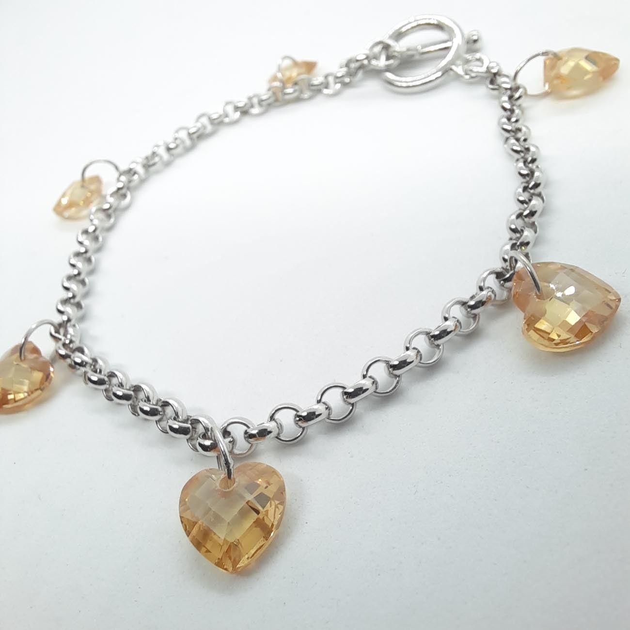 Ασημένιο βραχιόλι καρδιές 