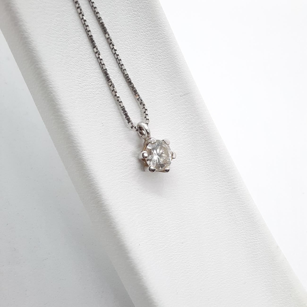 Κολιέ λευκόχρυσο μονόπετρο Κ14