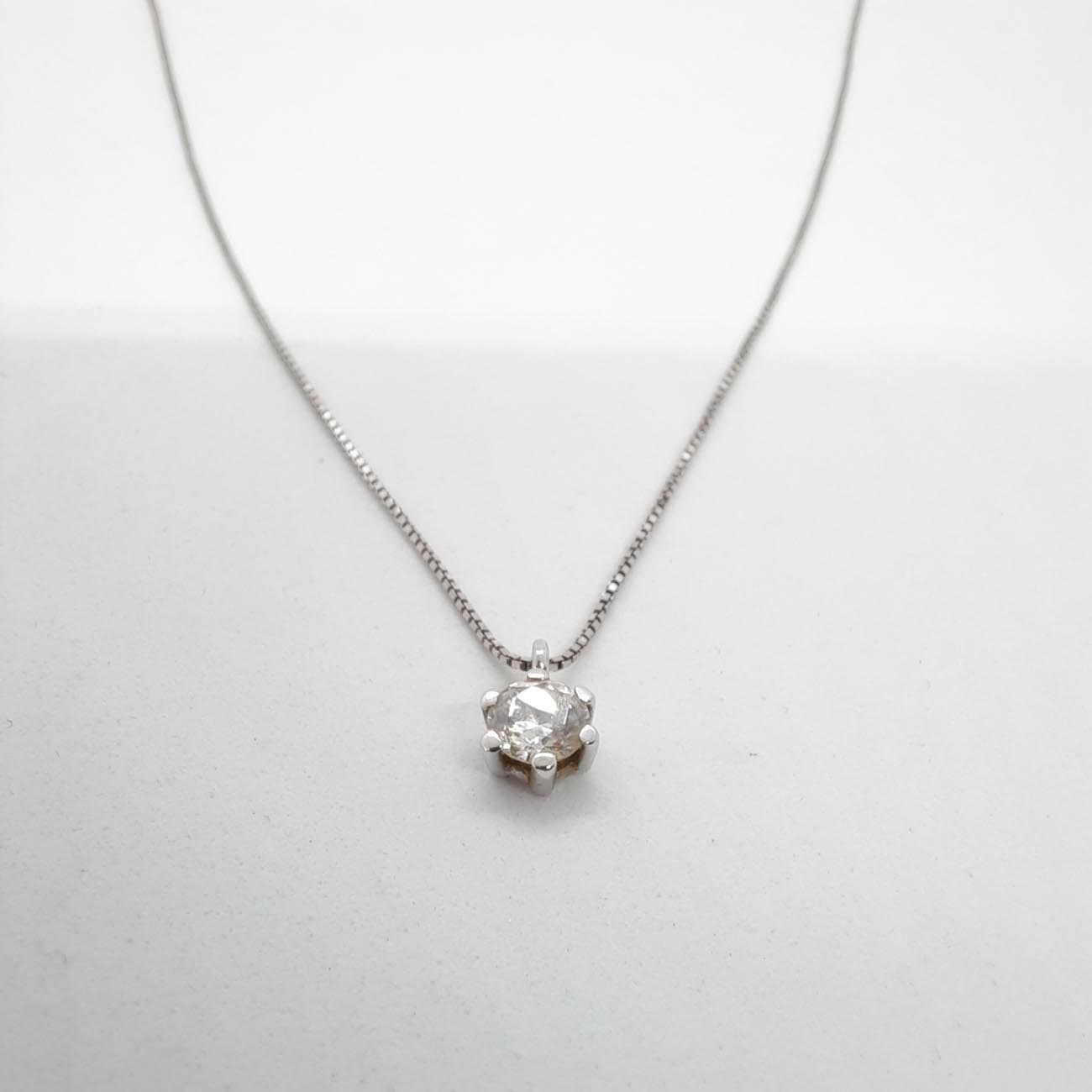 Κολιέ λευκόχρυσο μονόπετρο Κ14