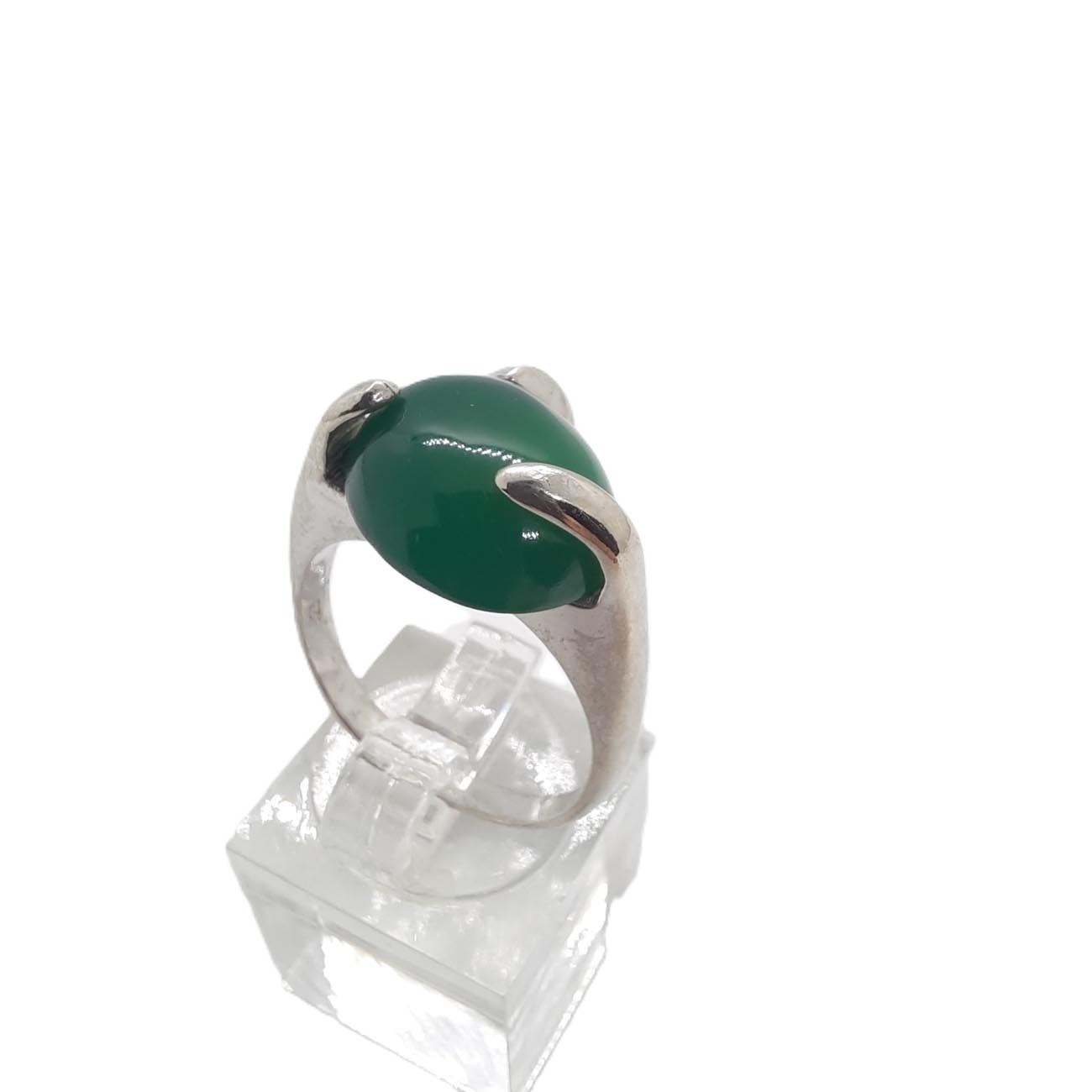 Δαχτυλίδι ασημένιο πράσινος αχάτης