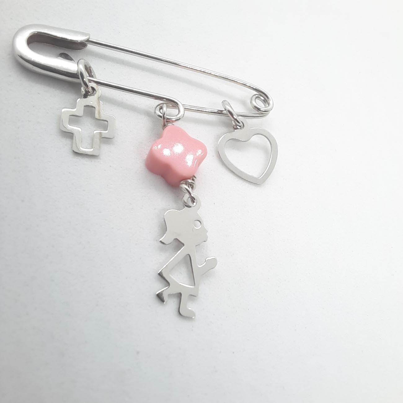 Λευκόχρυσο φυλαχτό Κ9 ΣΤΑΥΡΟΣ ΚΑΡΔΙΑ ΚΟΡΙΤΣΑΚΙ