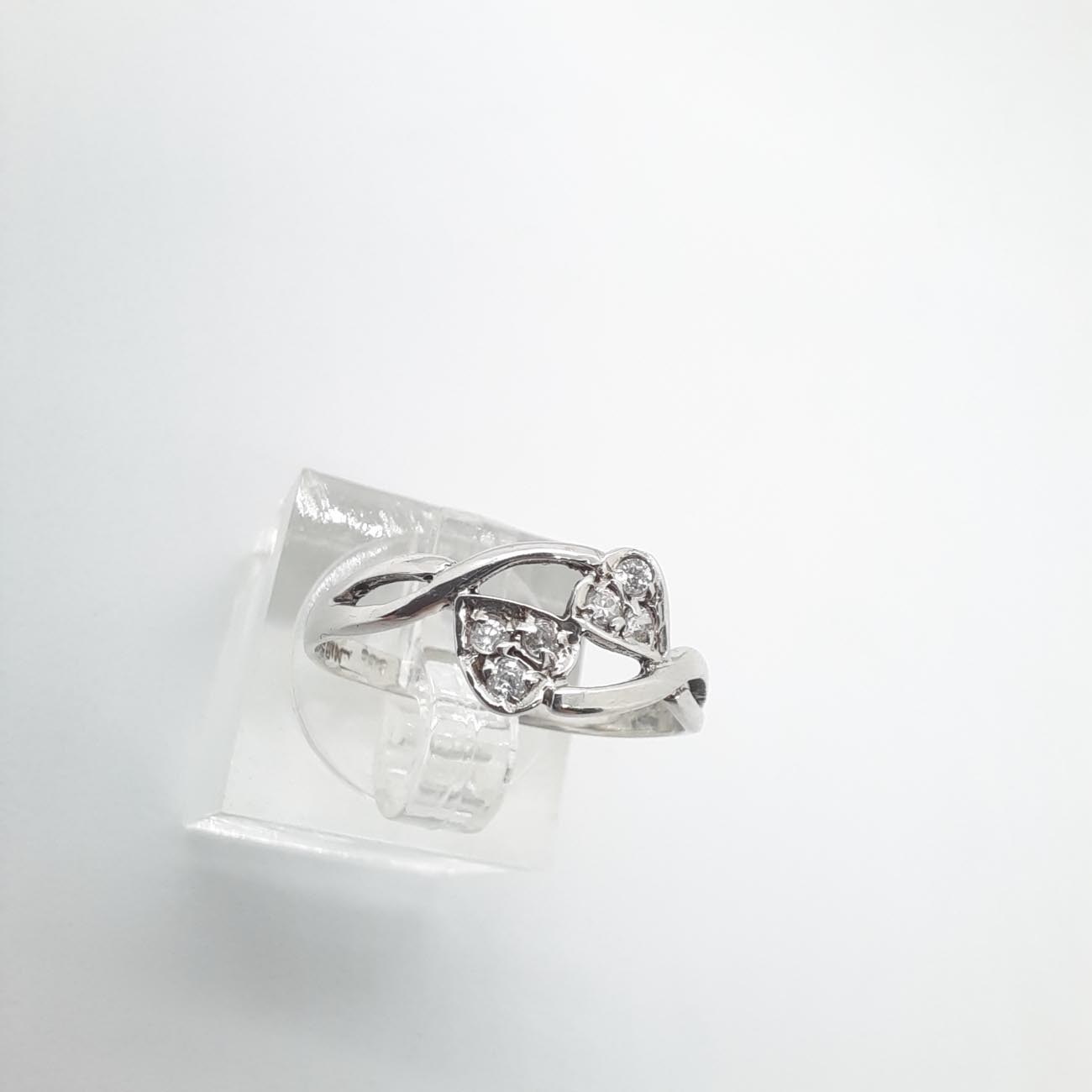 Δαχτυλίδι λευκόχρυσο Κ14 double hearts