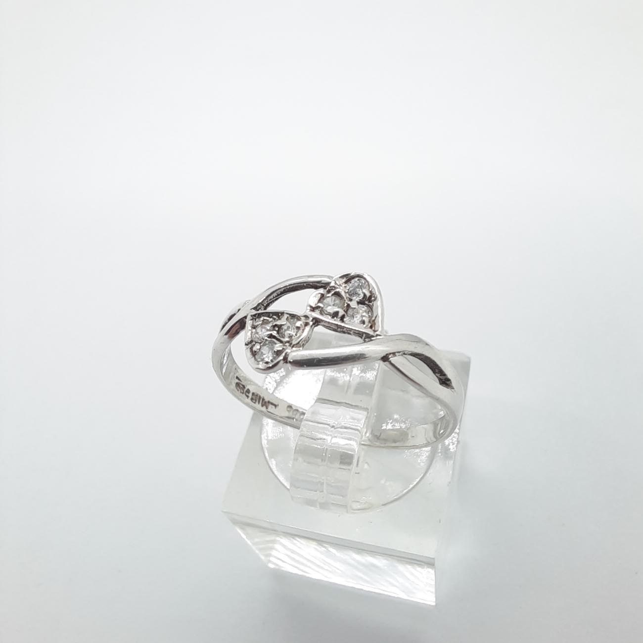 Δαχτυλίδι λευκόχρυσο Κ14 double hearts