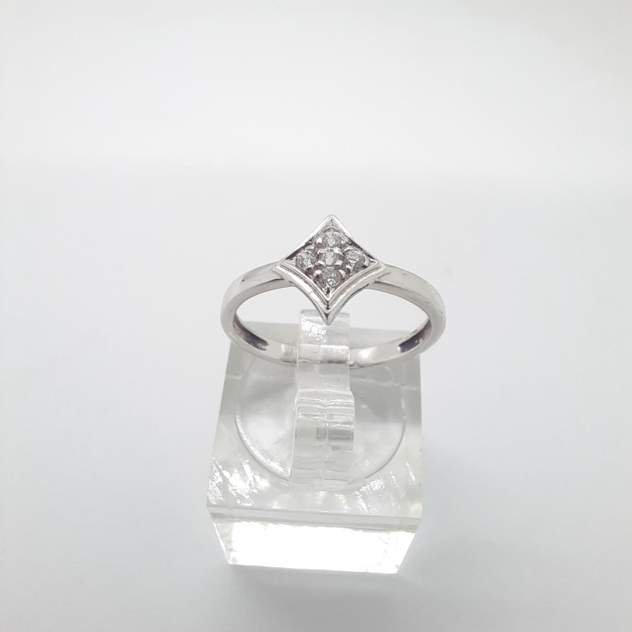 Λευκόχρυσο δαχτυλίδι Κ14 ρόμβος