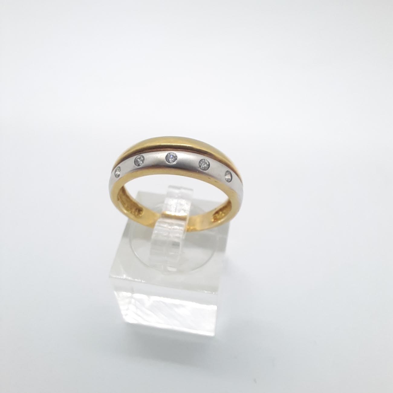 Δαχτυλίδι χρυσό K14 διπλή βέρα με ζιργκόν