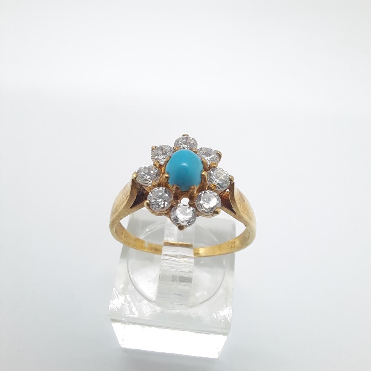 Χρυσό δαχτυλίδι K14 belle πέτρα τυρκουάζ