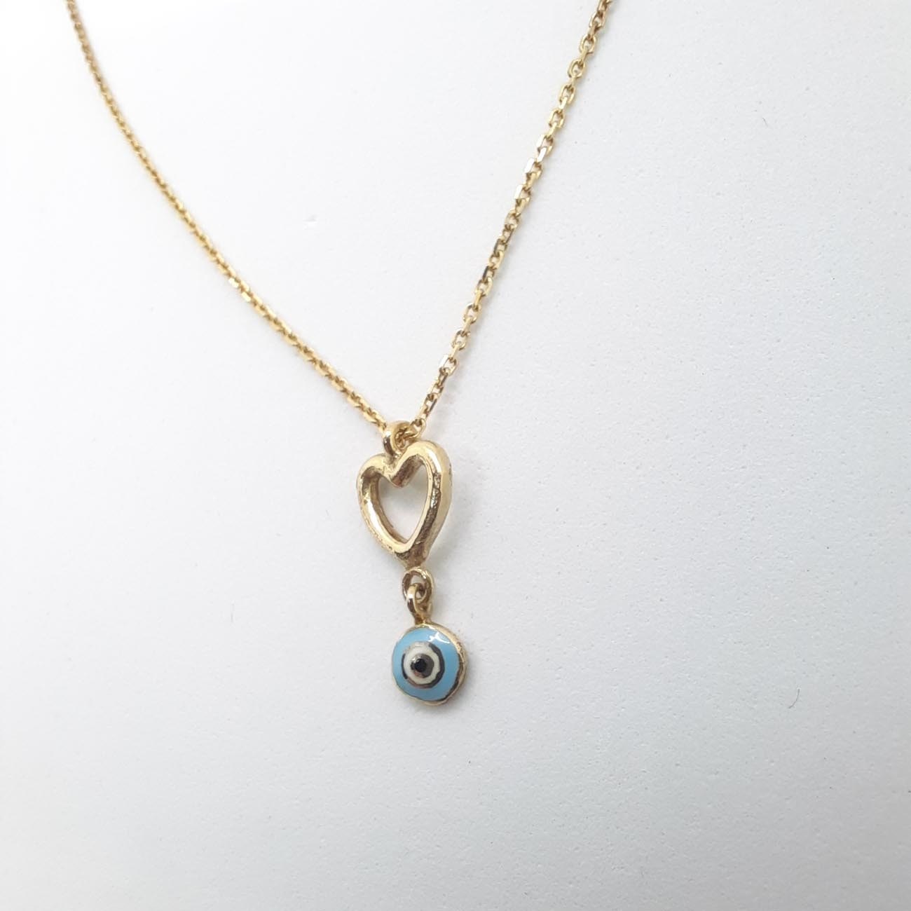 Χρυσό κολιέ Κ14 καρδιά ματόχαντρο