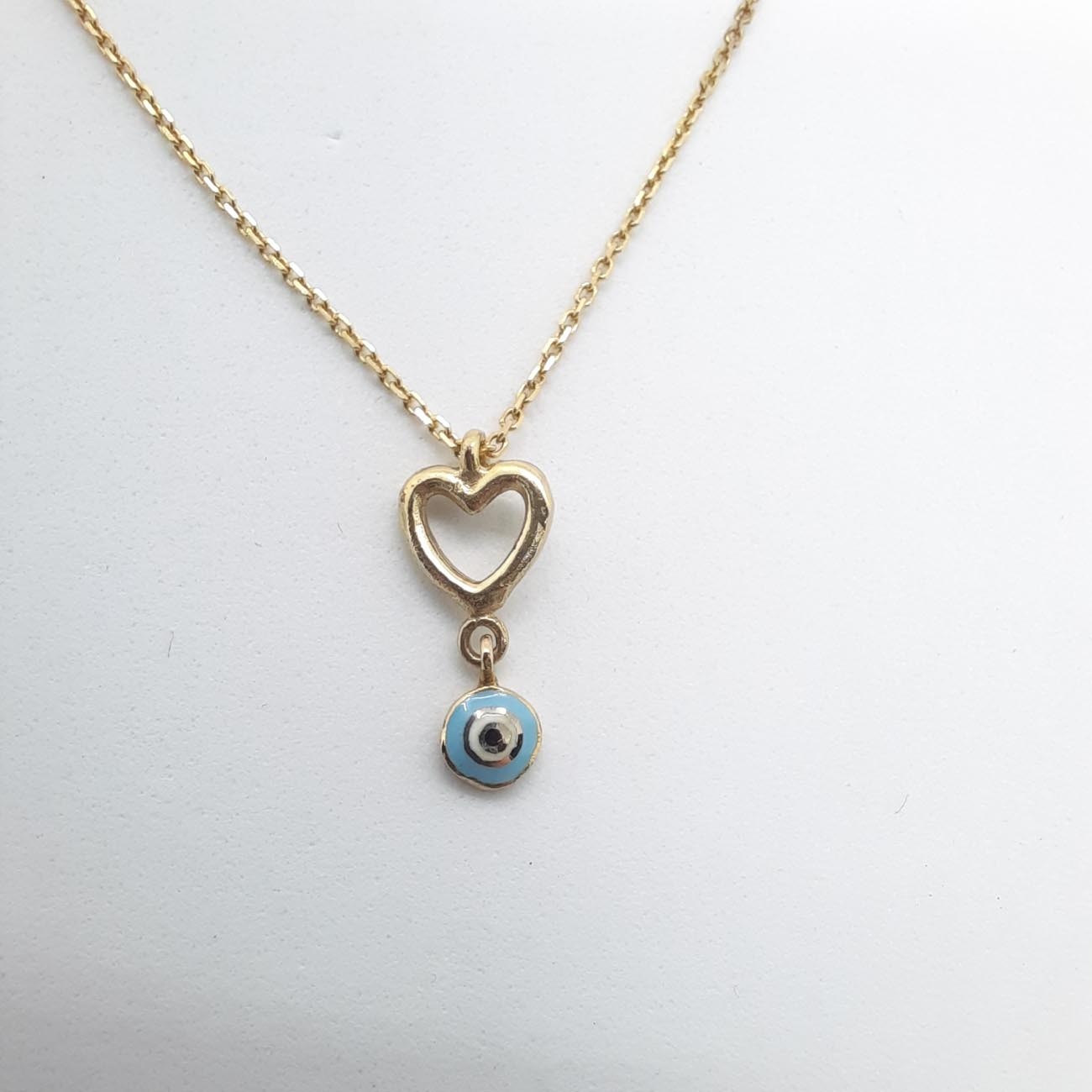 Χρυσό κολιέ Κ14 καρδιά ματόχαντρο
