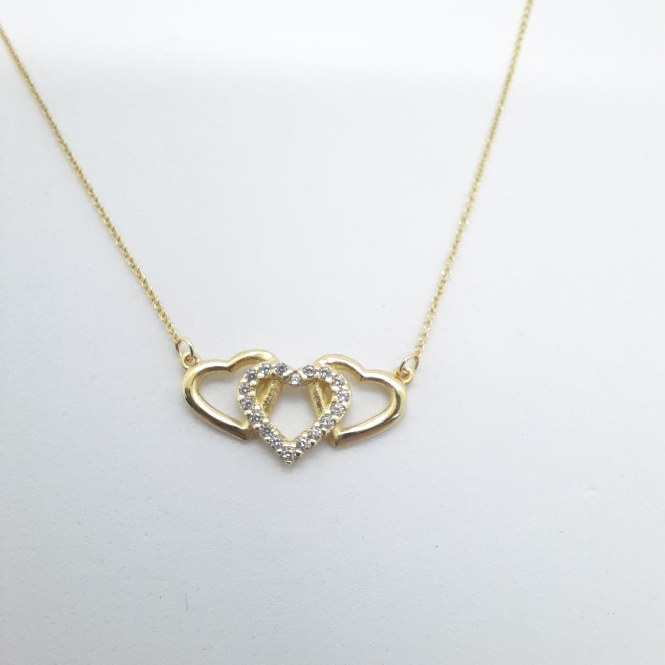 Χρυσό κολιέ 3 καρδιές Κ9