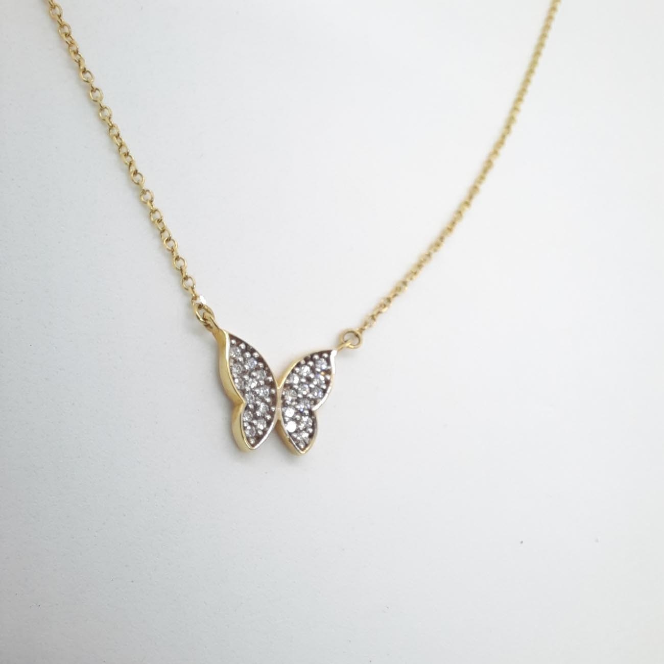 Χρυσό κολιέ Κ14 πεταλούδα ζιργκόν
