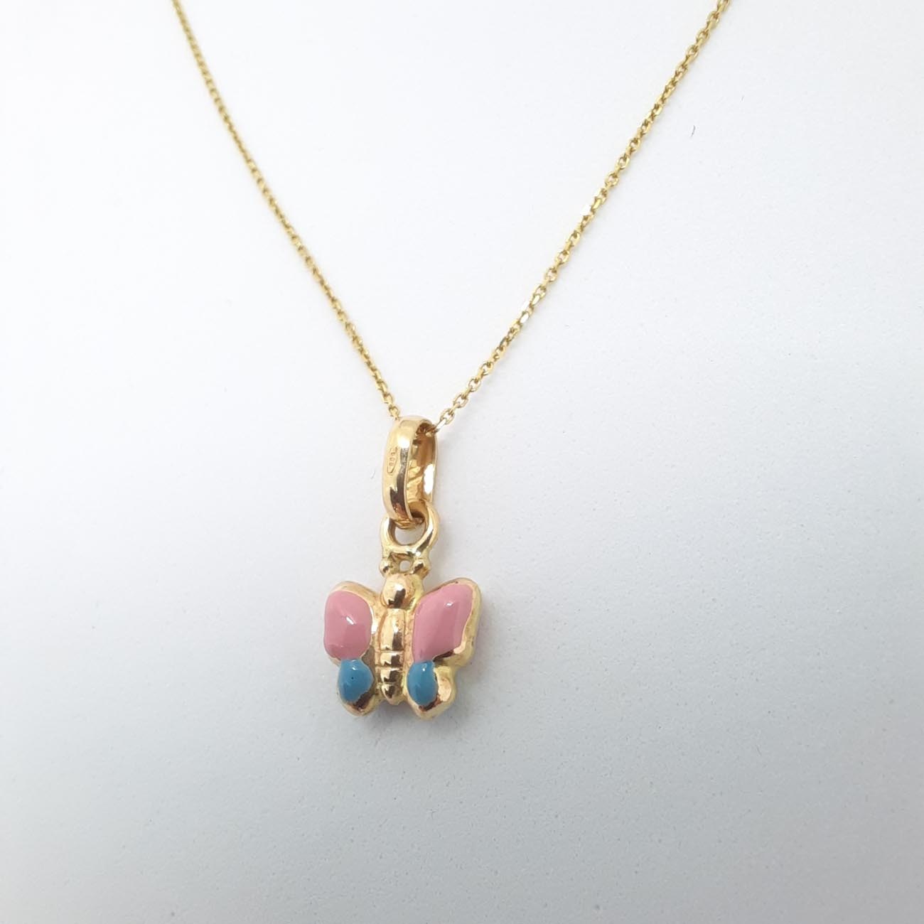 Χρυσό κολιέ Κ9 πεταλούδα σμάλτο