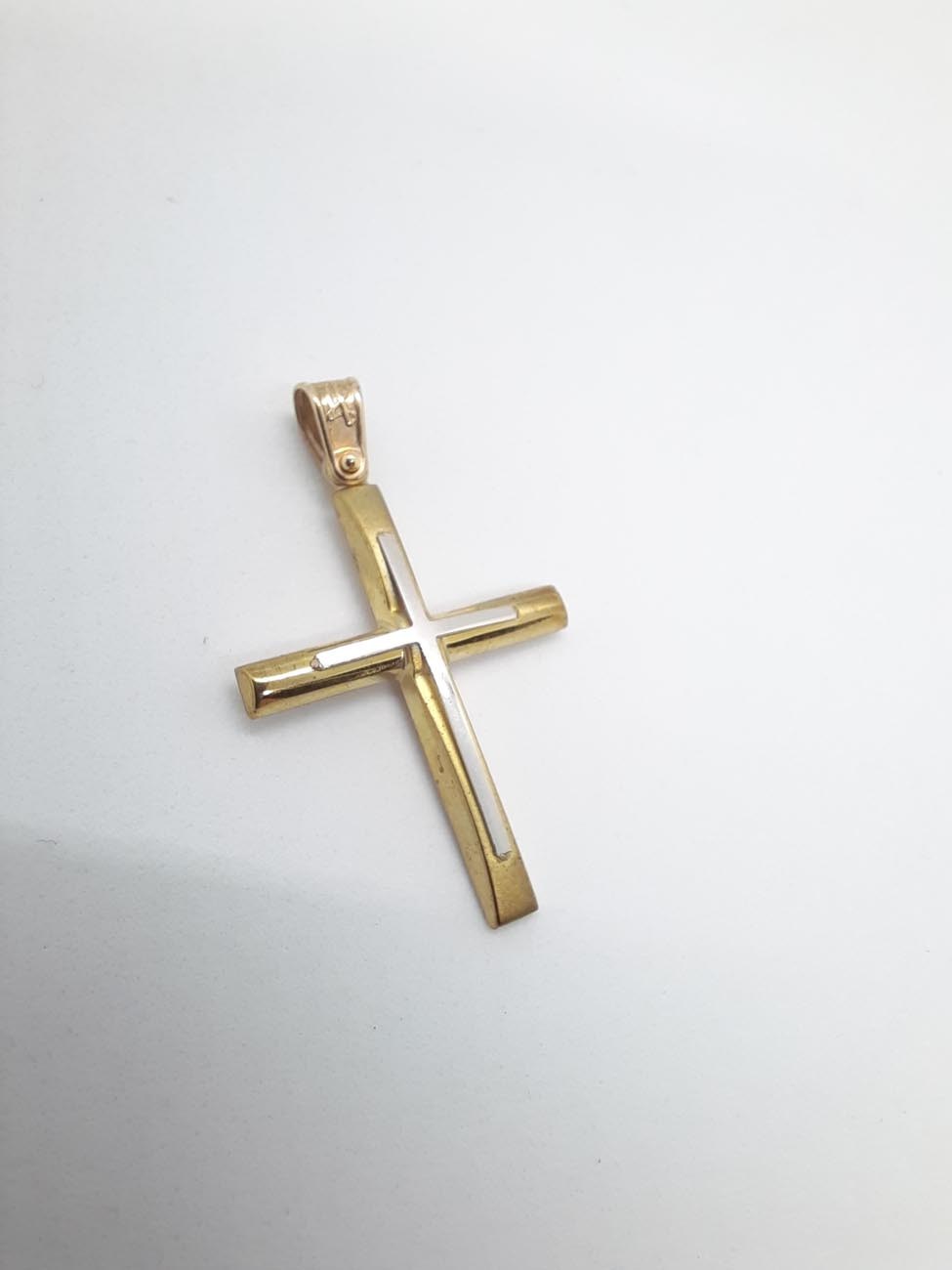 Σταυρός χρυσός-λευκόχρυσος K9 λεπτό design