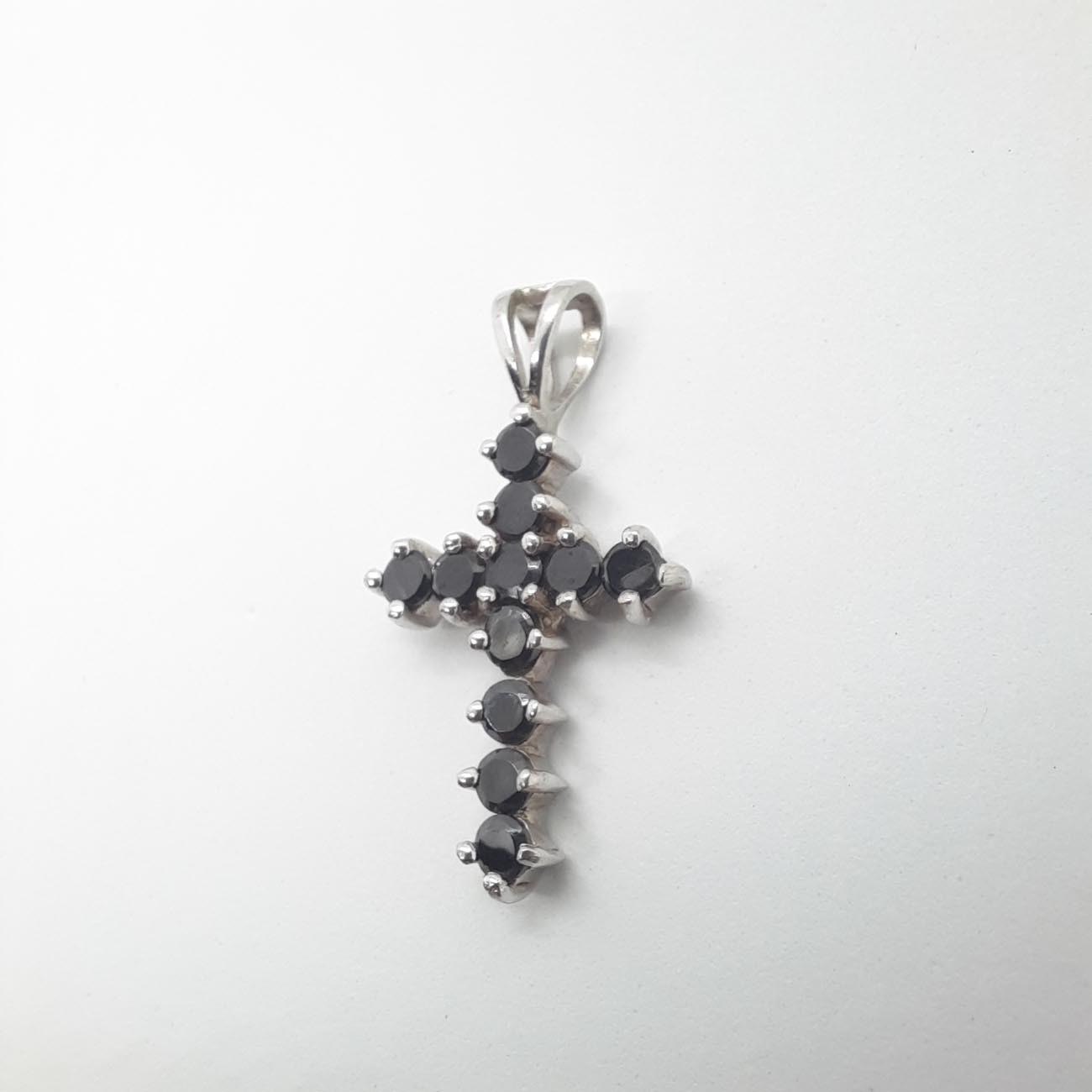 Σταυρός ασήμι black zircon