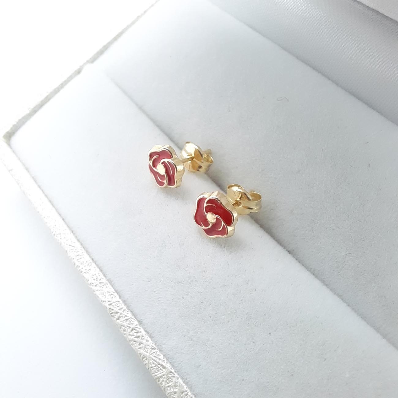 Χρυσά σκουλαρίκια τριαντάφυλλα Κ9