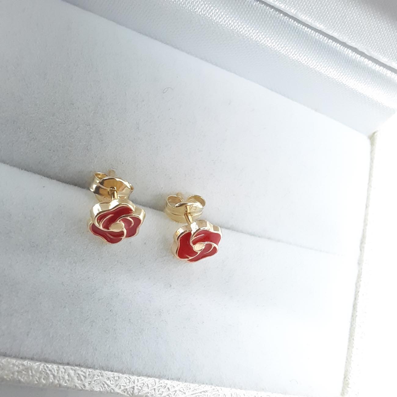 Χρυσά σκουλαρίκια τριαντάφυλλα Κ9