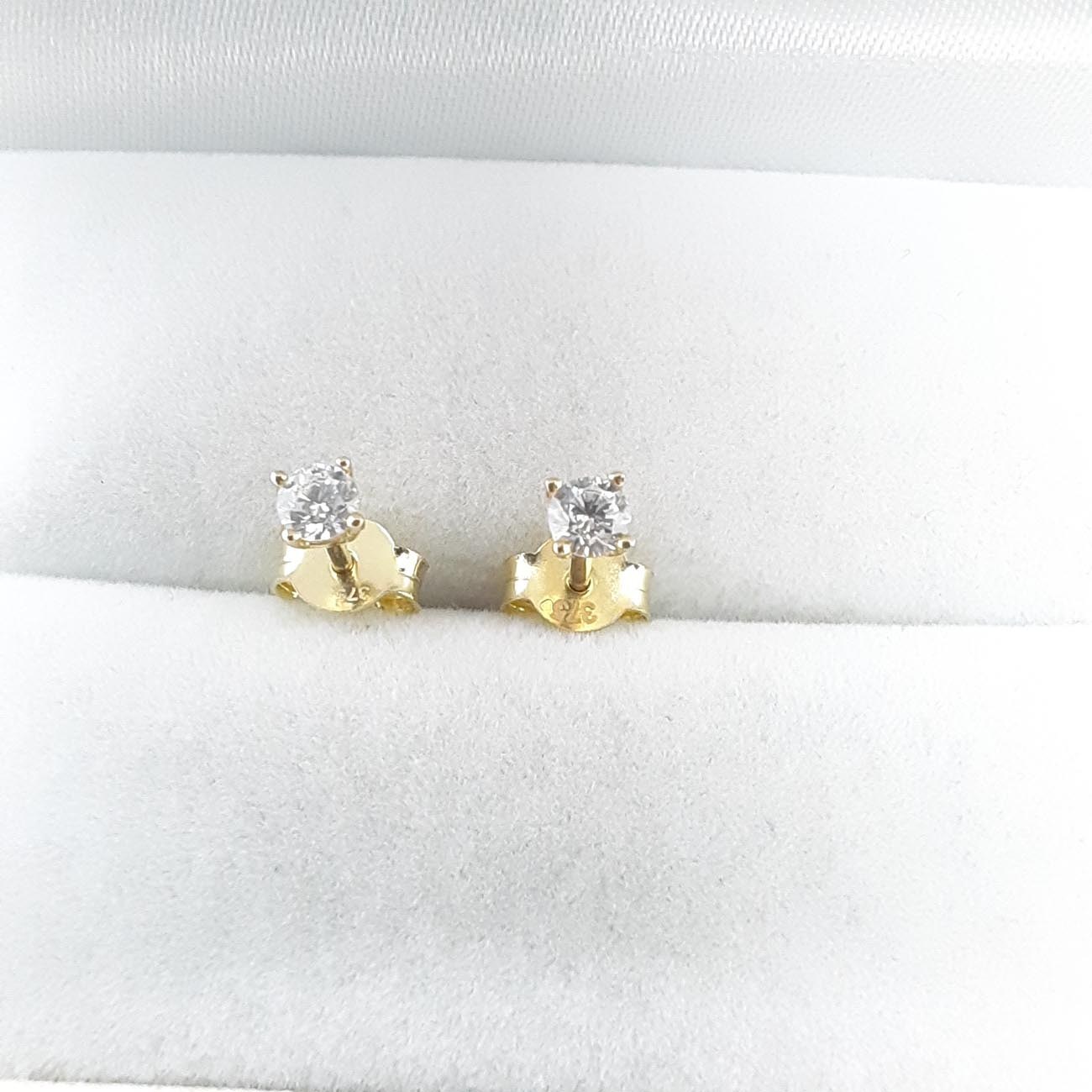 Σκουλαρίκια χρυσά λευκό ζιργκόν