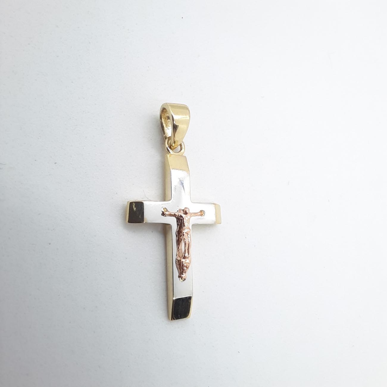 Σταυρός χρυσός-λευκόχρυσος με Εσταυρωμένο