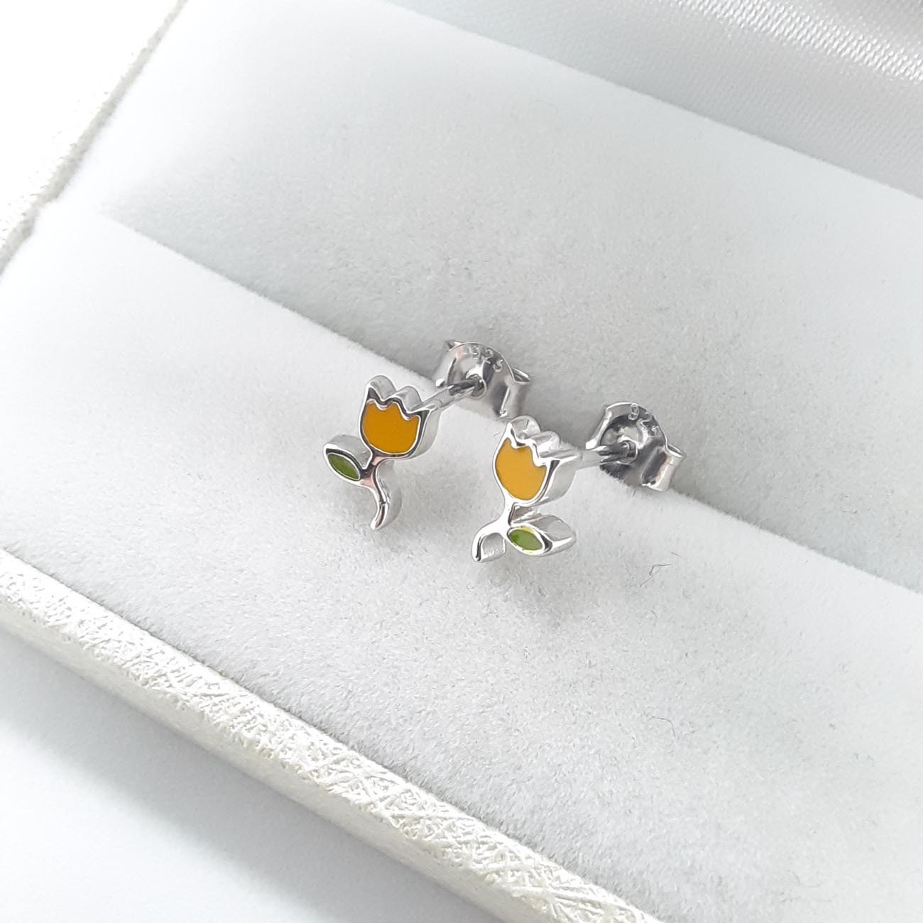 Ασημένια σκουλαρίκια τουλίπες