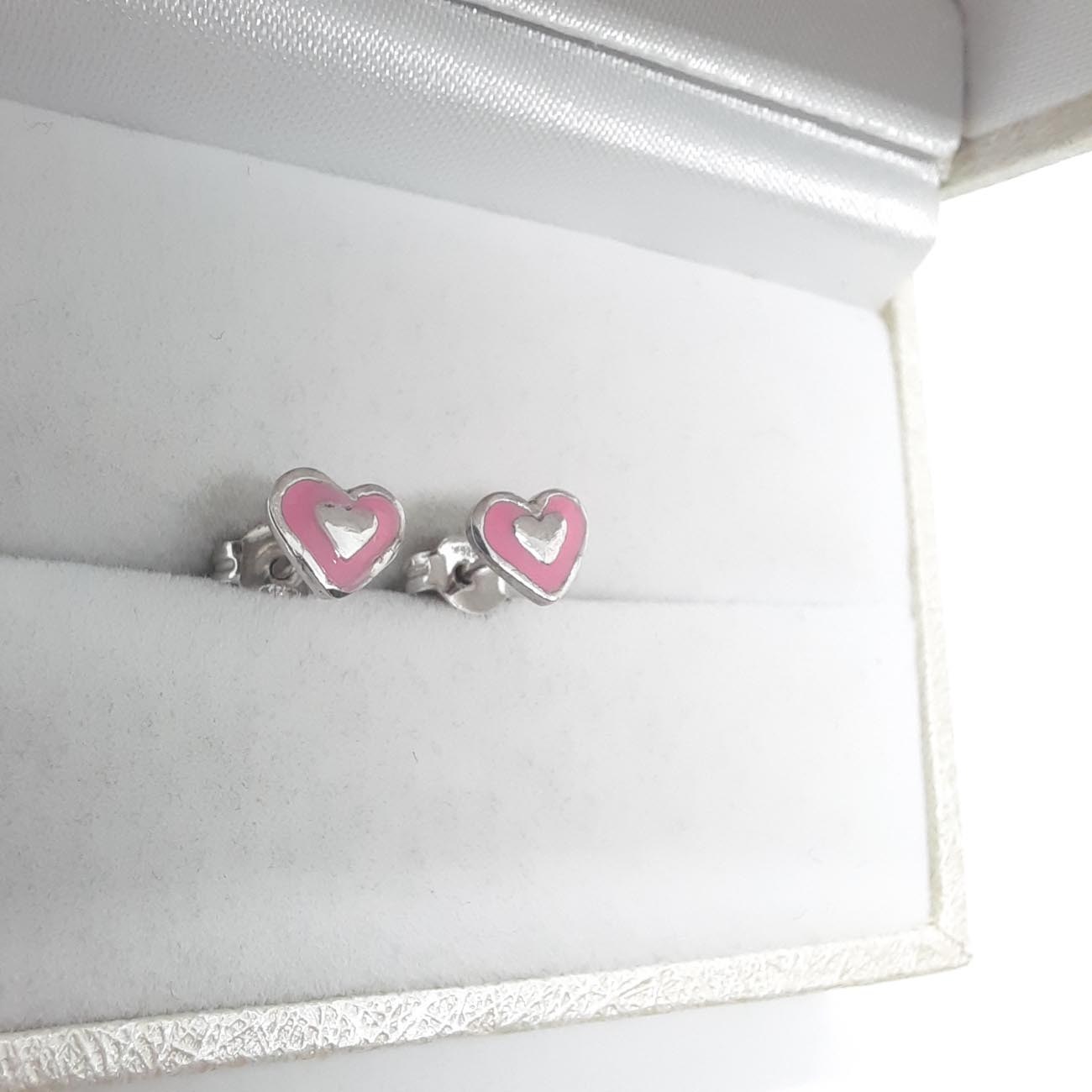 Ασημένιες καρδιές ροζ 