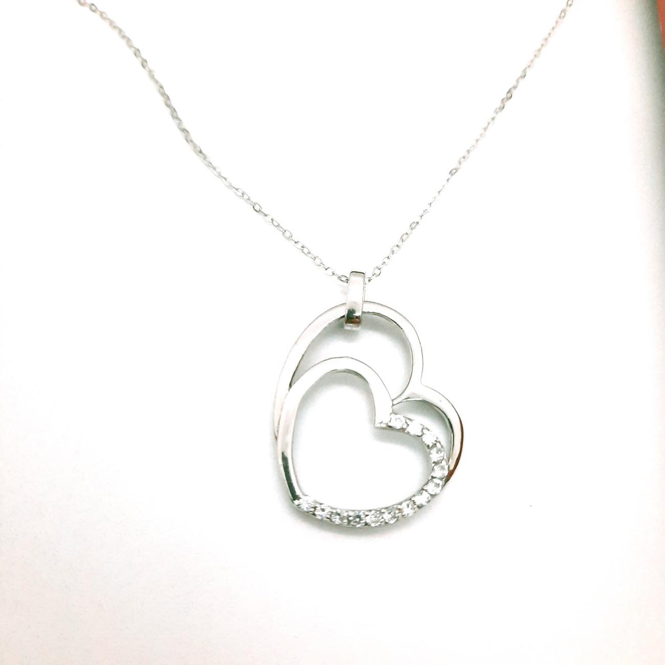 Κολιέ ασήμι καρδιά abbracci d'amore