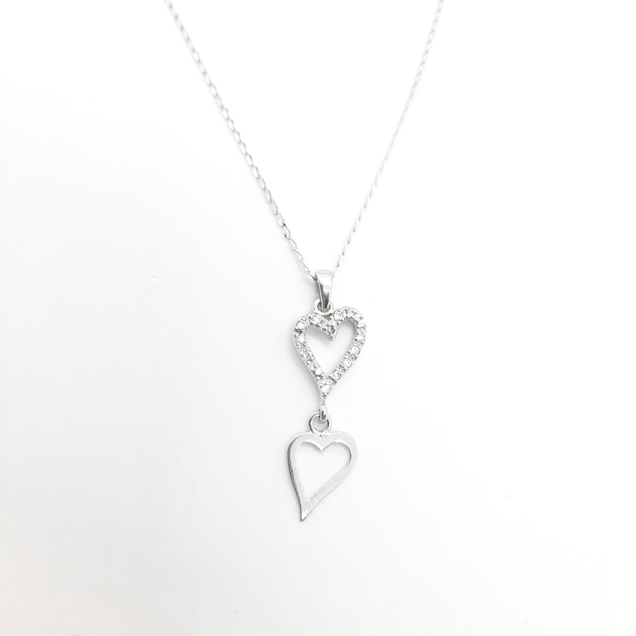 Κολιέ ασήμι double hearts