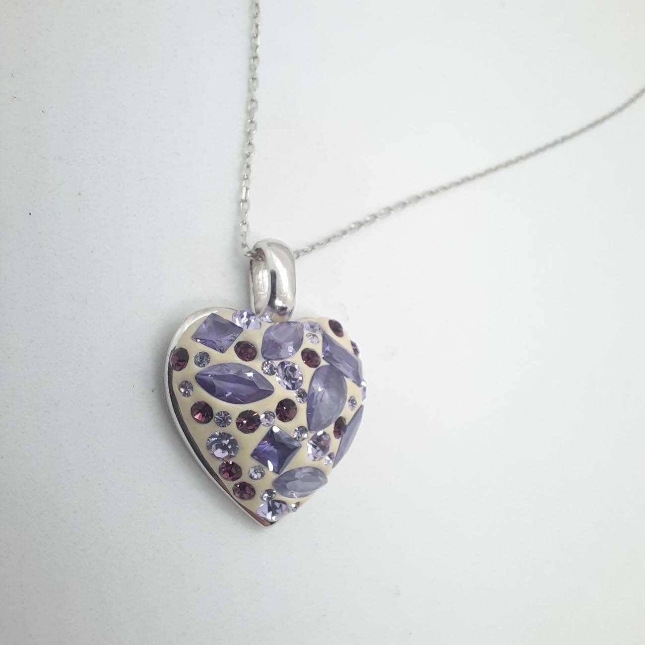 Κολιέ καρδιά μωβ sparkles