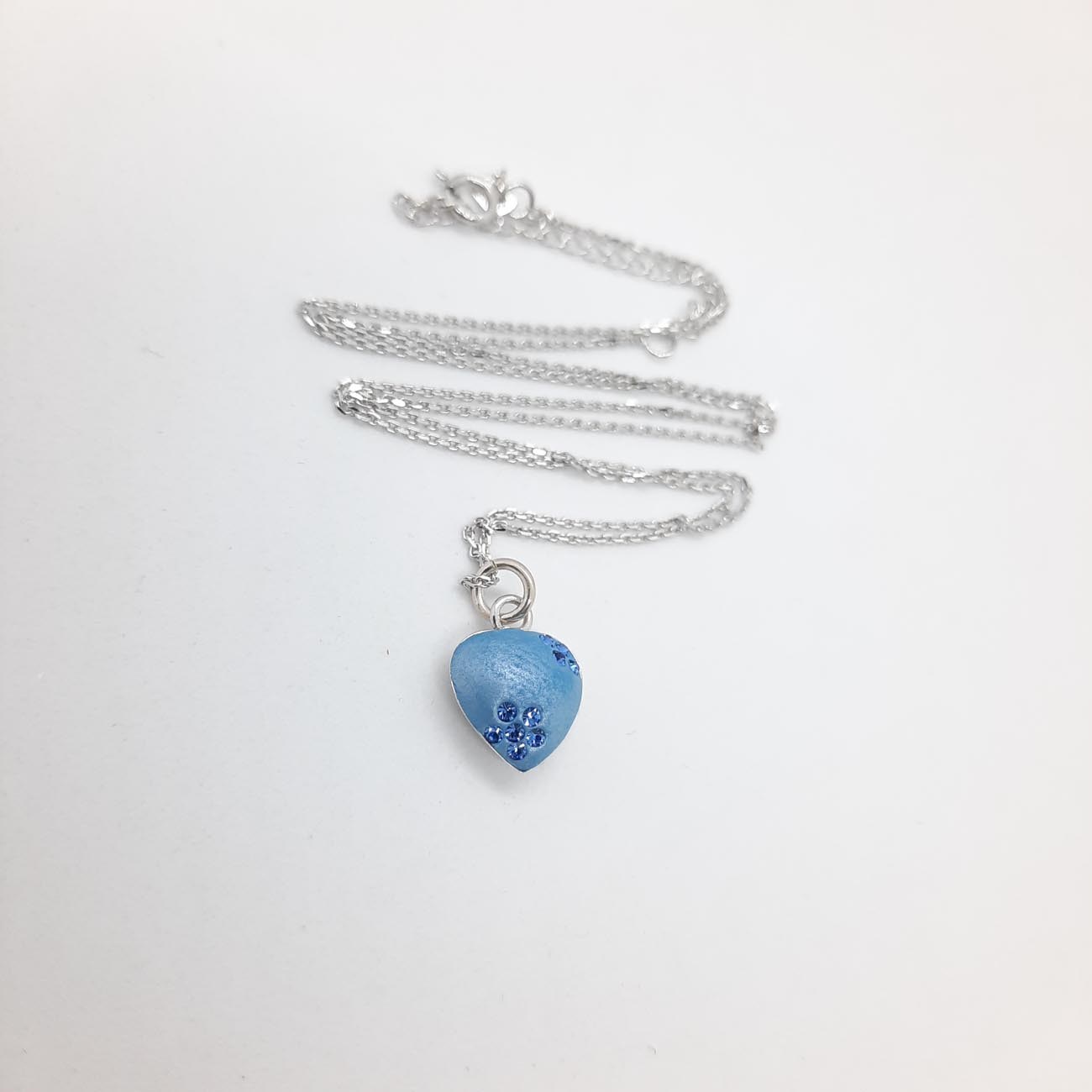 Κολιέ ασήμι καρδιά blue