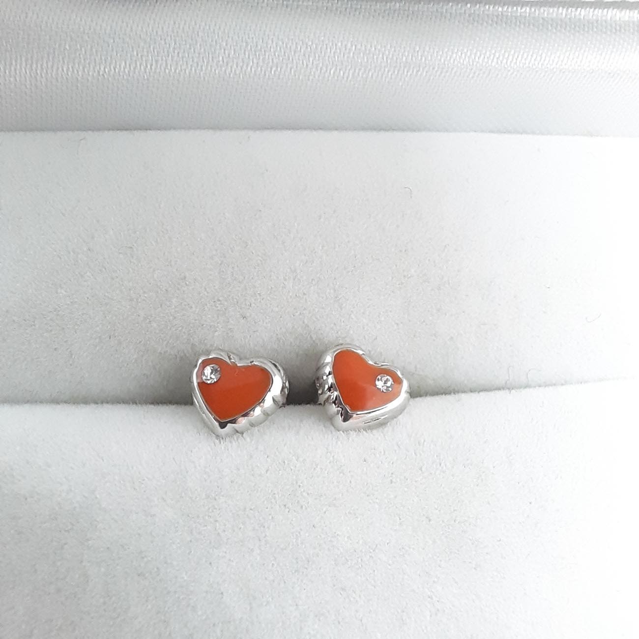 Σκουλαρίκια ασήμι καρδιά orange