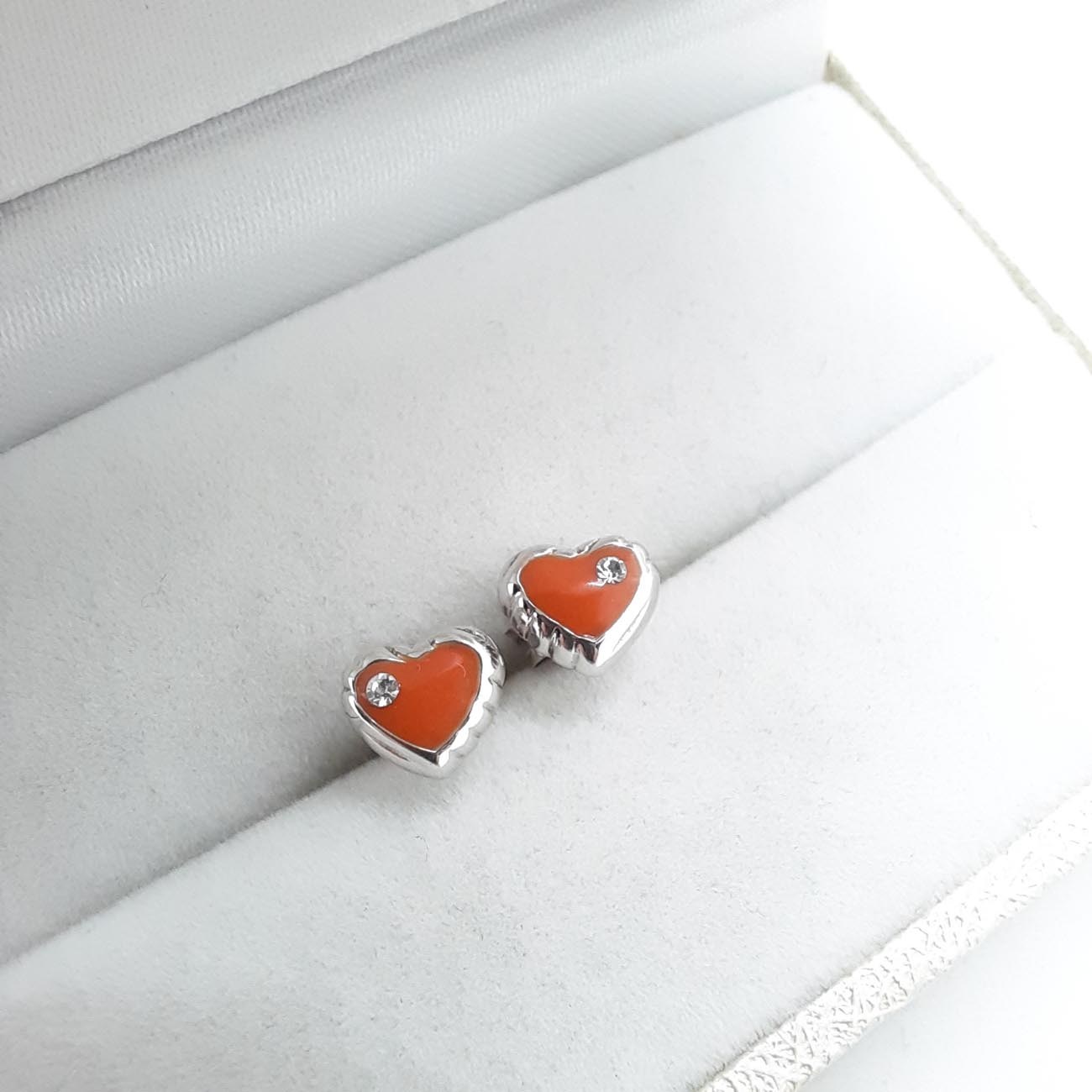 Σκουλαρίκια ασήμι καρδιά orange