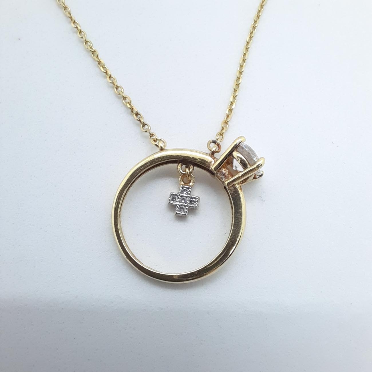 Κολιέ χρυσό K9 ring-n-cross