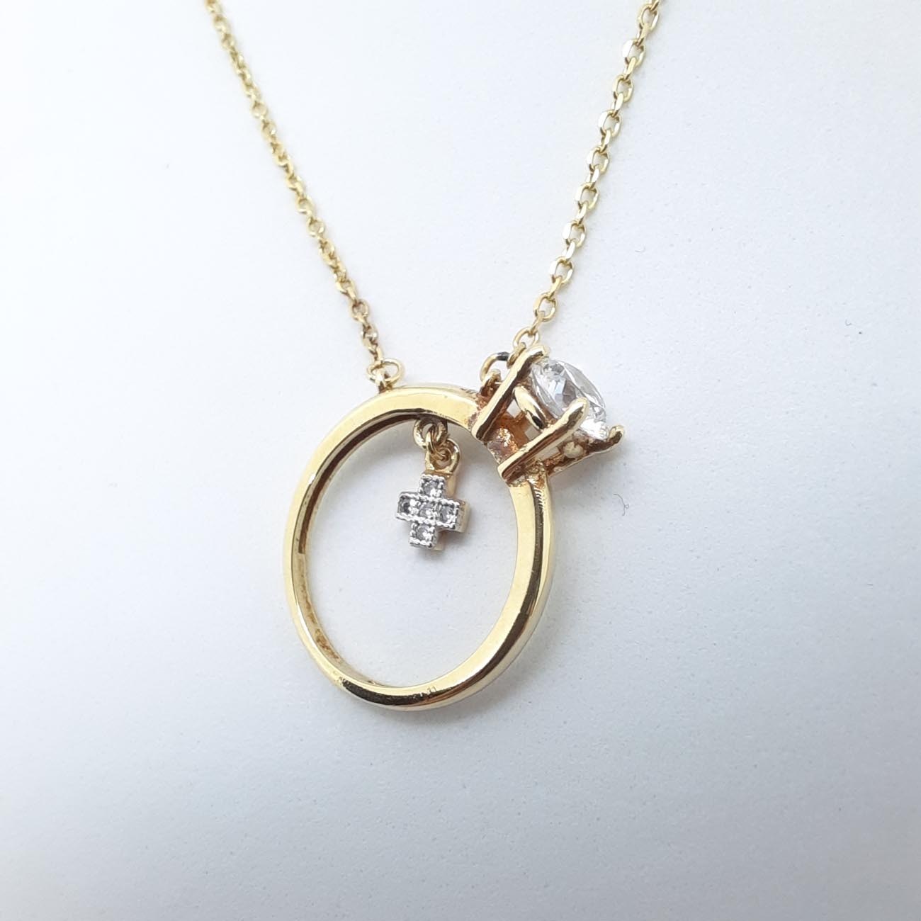 Κολιέ χρυσό K9 ring-n-cross