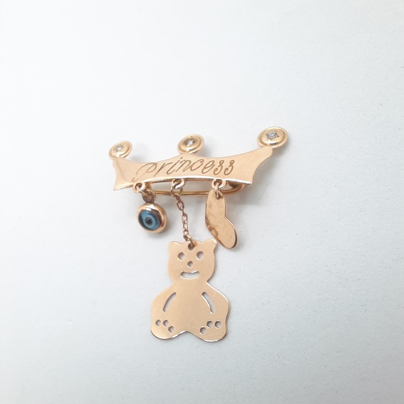 Princess Ροζ χρυσό φυλαχτό Κ14 ΑΡΚΟΥΔΑΚΙ