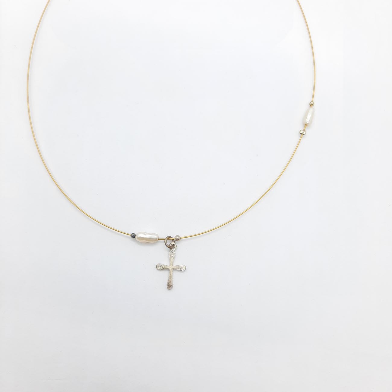 Κολιέ σταυρός πέρλες