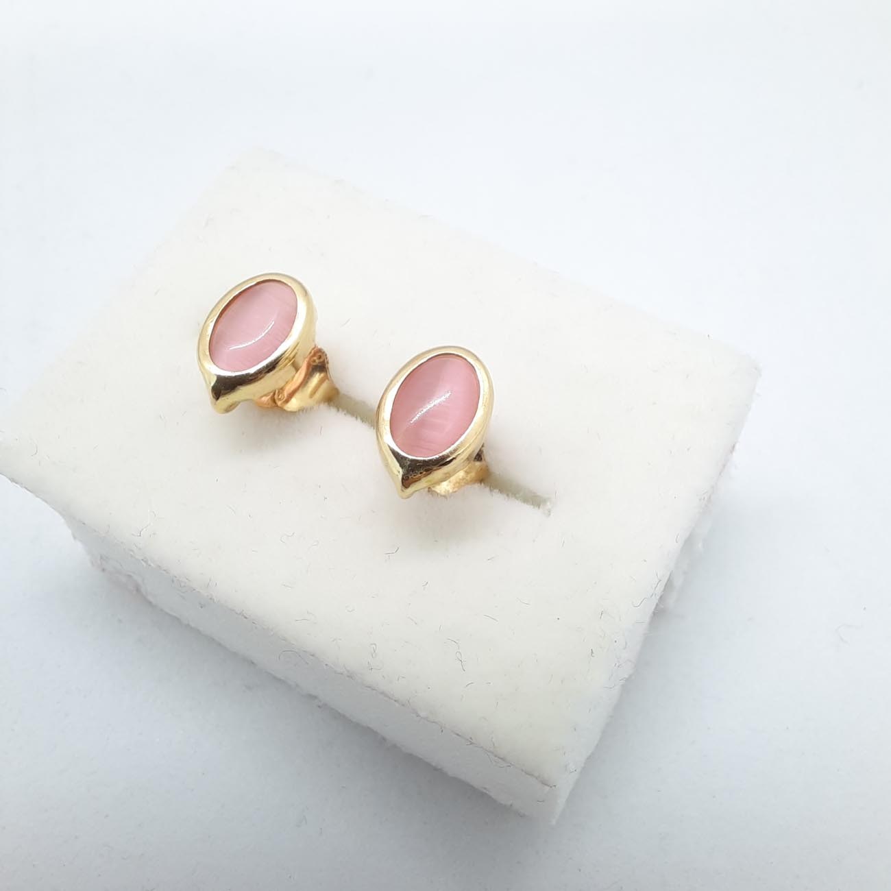 Χρυσά σκουλαρίκια Κ14 ροζ
