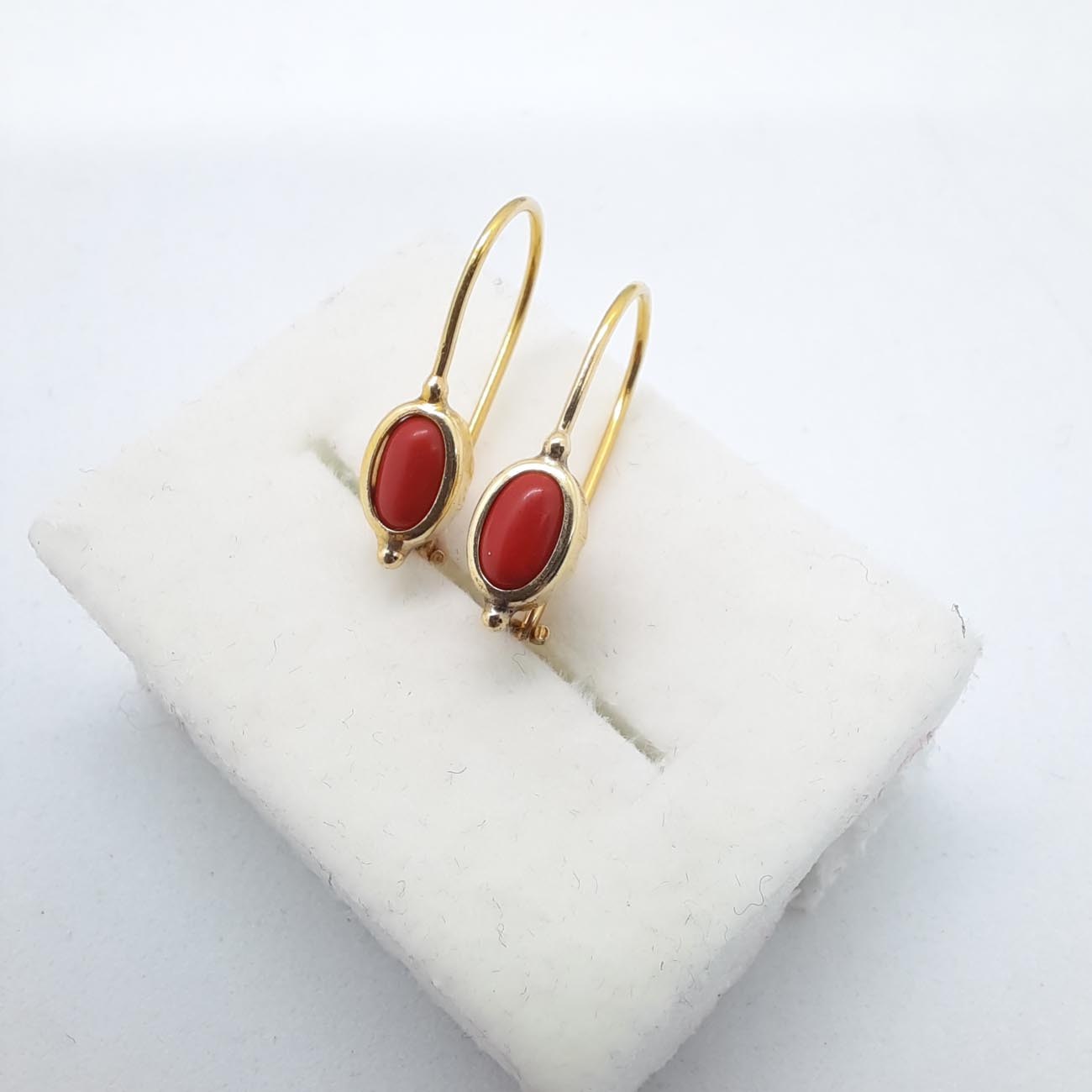 Χρυσά σκουλαρίκια κοράλλι κρεμαστά