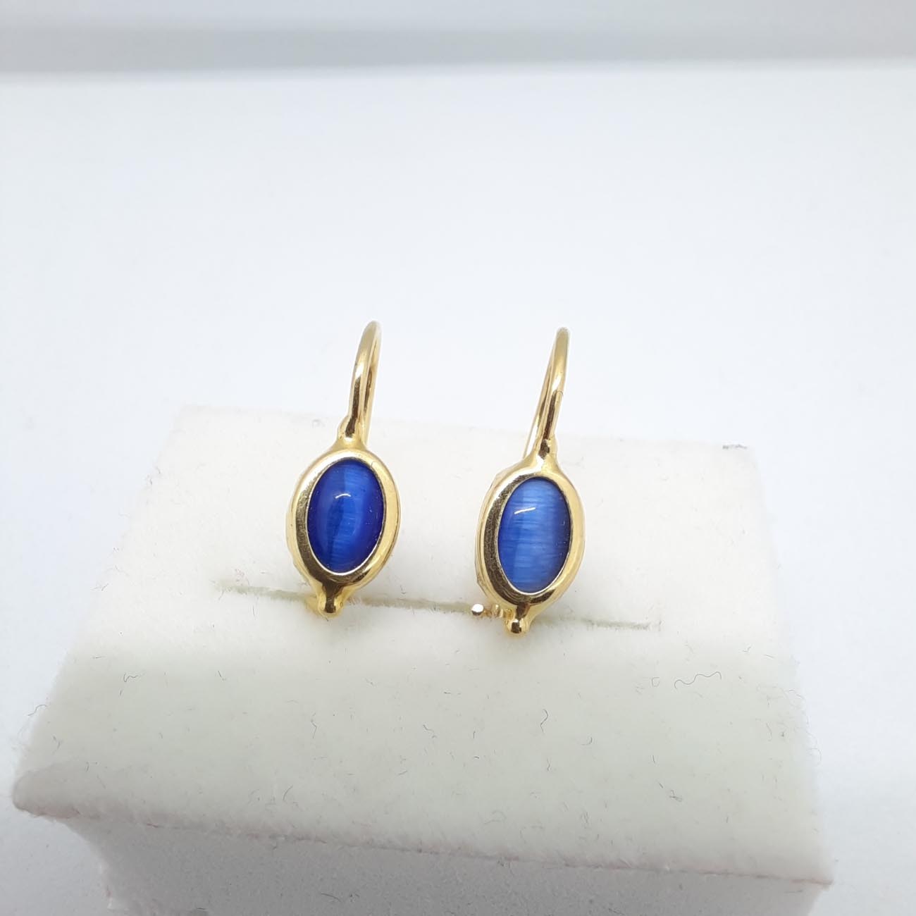 Χρυσά σκουλαρίκια κρεμαστά μπλε