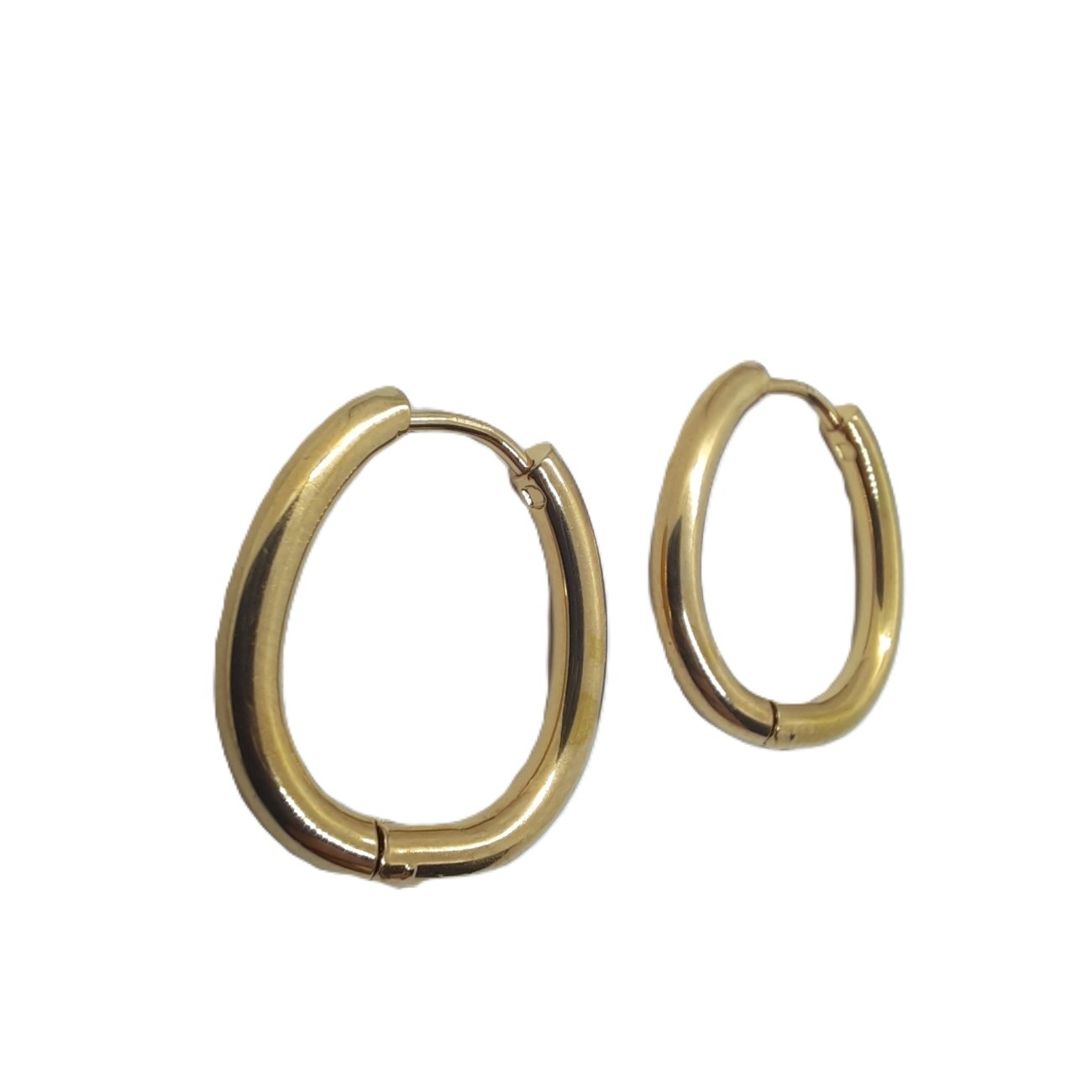 Σκουλαρίκια οβάλ κρίκοι επίχρυσοι